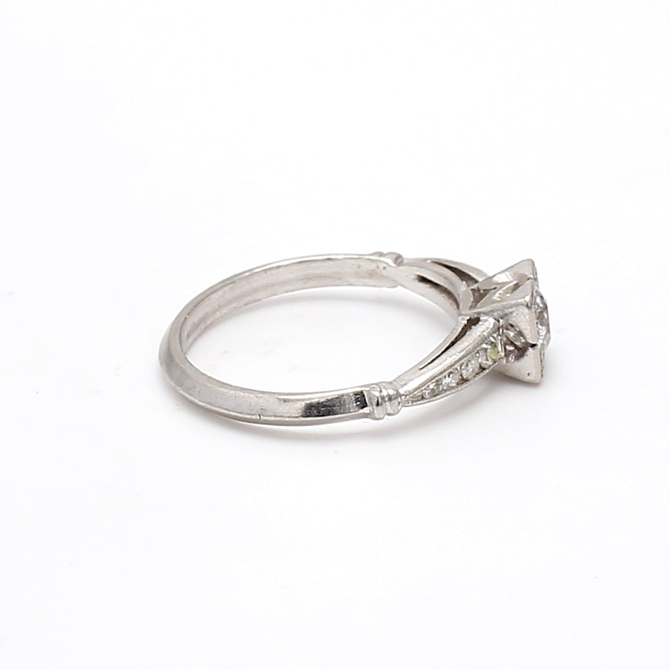 0.45 Carat Old European Cut H VS1 Diamond Platinum Engagement Ring for Women - Vintage Inspired Wedding Band, Anniversary Gift, Proposal Jewelry - Perfect for Romantic Occasions & Special Moments