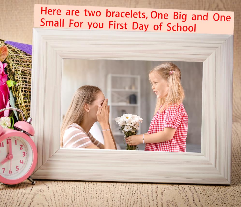First Day of Kindergarten Bracelets for Mom and Daughter - Matching Heart Wish Adjustable Bracelets for Women - Perfect Back to School Gift for Pre-K Students & Parents - Ideal for School Photos, Memory Keeping and Mother-Daughter Bonding
