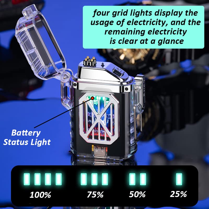 USB Rechargeable Dual Arc Plasma Lighter - Windproof, Flameless for Candles & Outdoor Use (Black)