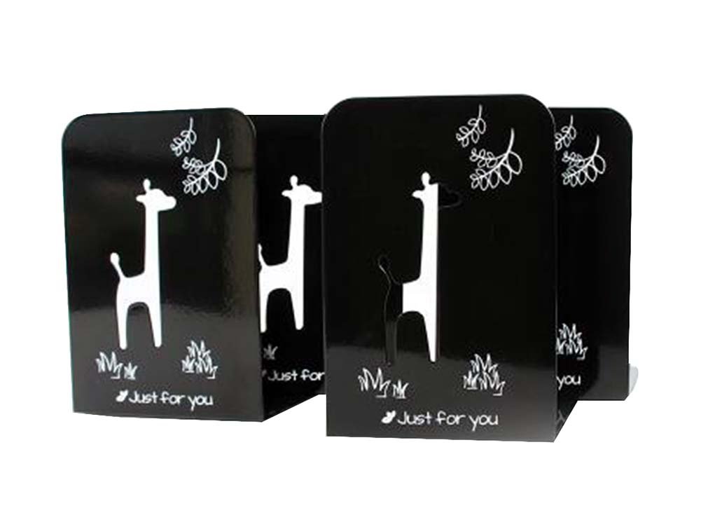 4 Pcs Metal Book Stand for Desk - Creative Deer Design Bookends for Office & Home, Perfect for Organizing Books, Cookbooks, and Magazines on Shelves or Desks