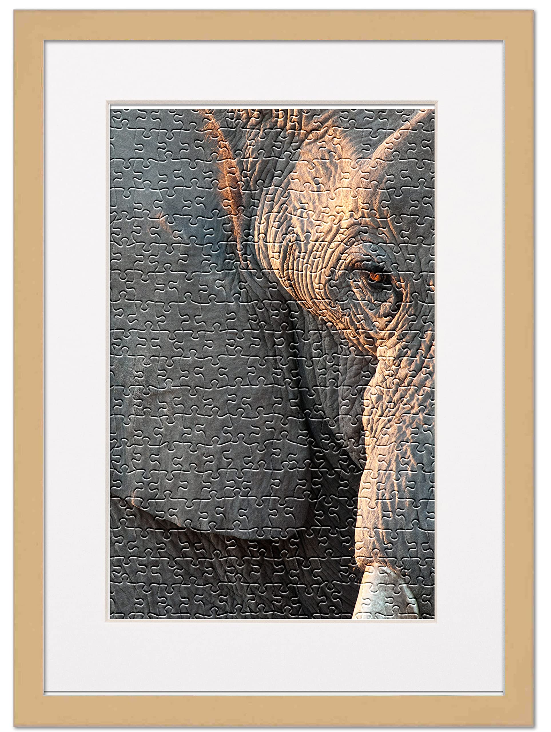 21.25x15 Inch Jigsaw Puzzle Frame Kit with Puzzle Glue Sheets, Brown Wood Frame & White Mat - Includes UV Acrylic, Backing & Hanging Hardware - Perfect for Displaying 500-1000 Piece Puzzles in Living Rooms, Bedrooms or Offices