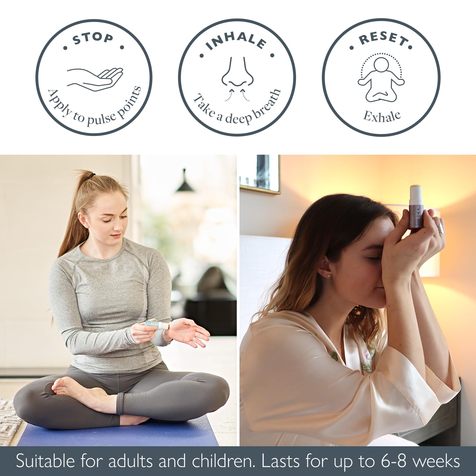 Scentered Aromatherapy Balm Stick Duo for Sleep & Meditation - Roll-On Essential Oil Blends with Oud, Lavender & Ylang Ylang - Natural Stress Relief & Relaxation - Perfect Aromatherapy Gift for Women - Use for Bedtime, Yoga & Travel