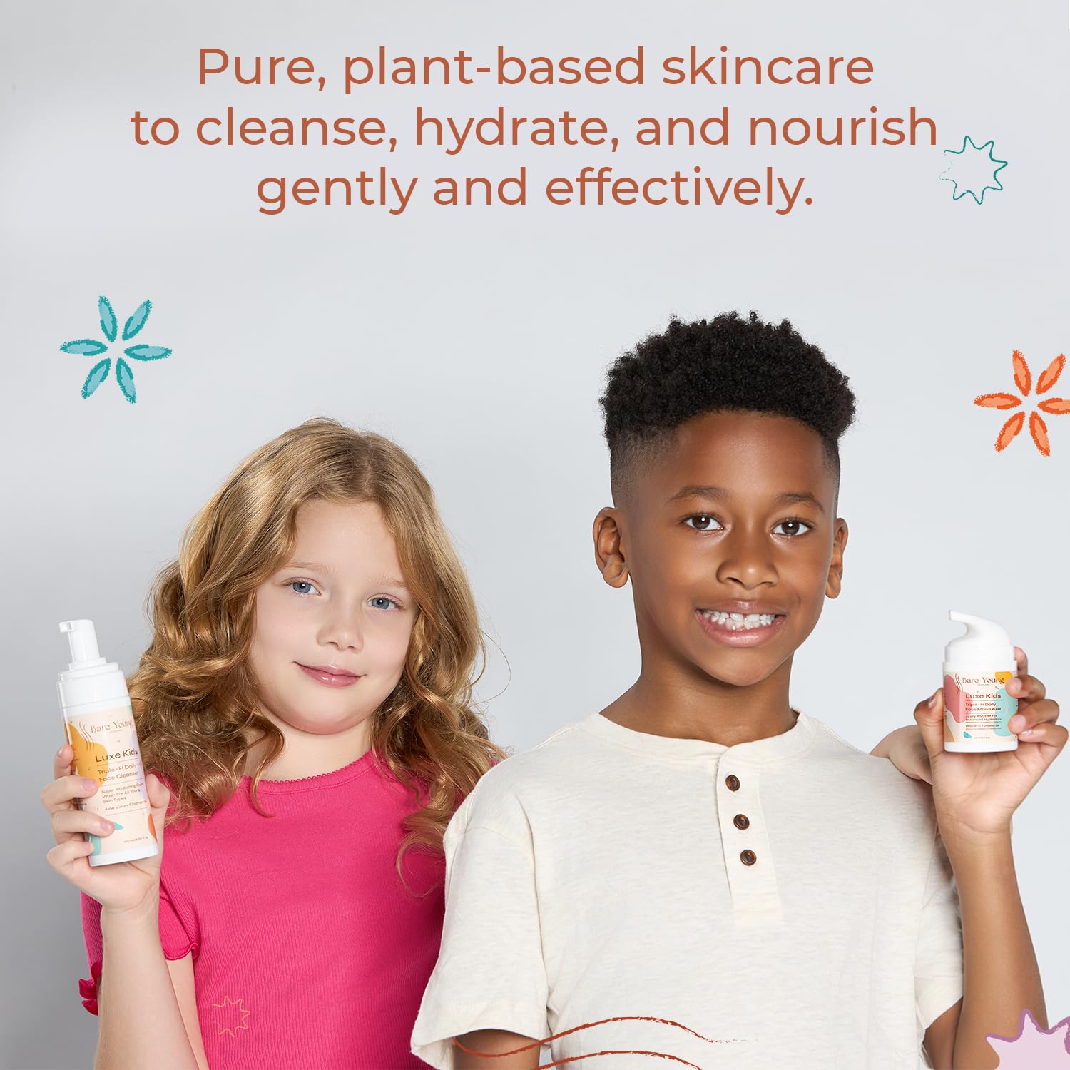 Bare Young Kids Skincare Set - Gentle Face Wash & Moisturizer for Daily Care