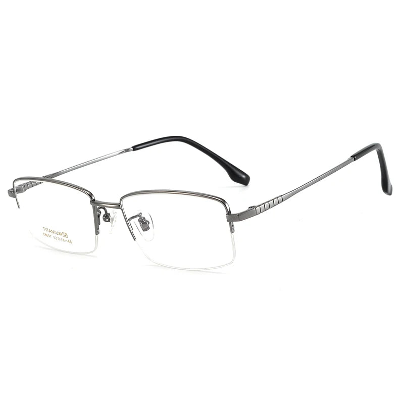 Bclear Unisex Semi-Rimless Square Titanium Eyeglasses Frame 86697 - Lightweight & Durable for Work, Reading & Everyday Wear