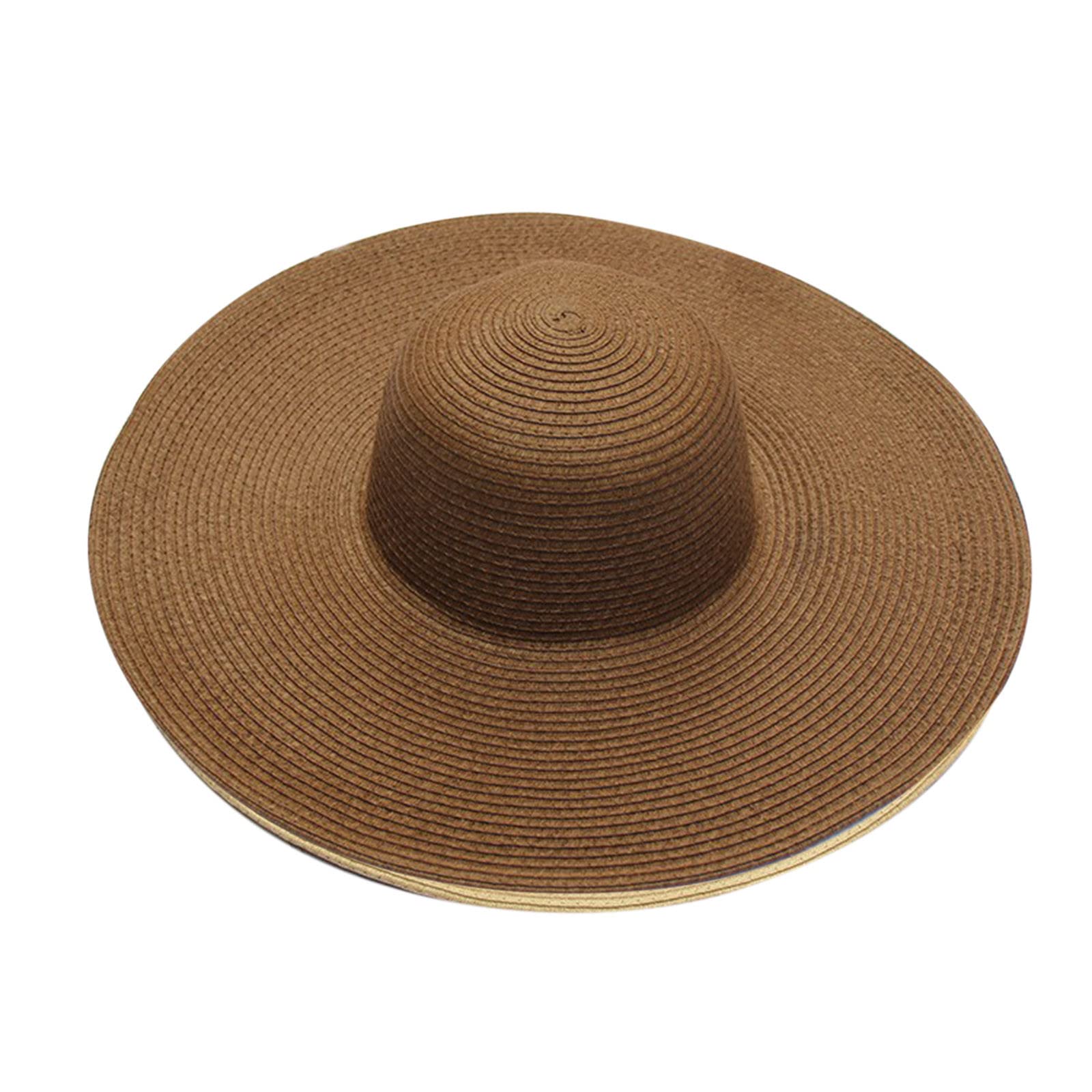 Women's Wide Brim Straw Sun Hat - Foldable Summer Beach Hat for Women & Girls, UPF 50+ Sun Protection - Perfect for Beach Vacations, Pool Parties, and Outdoor Adventures (Black)