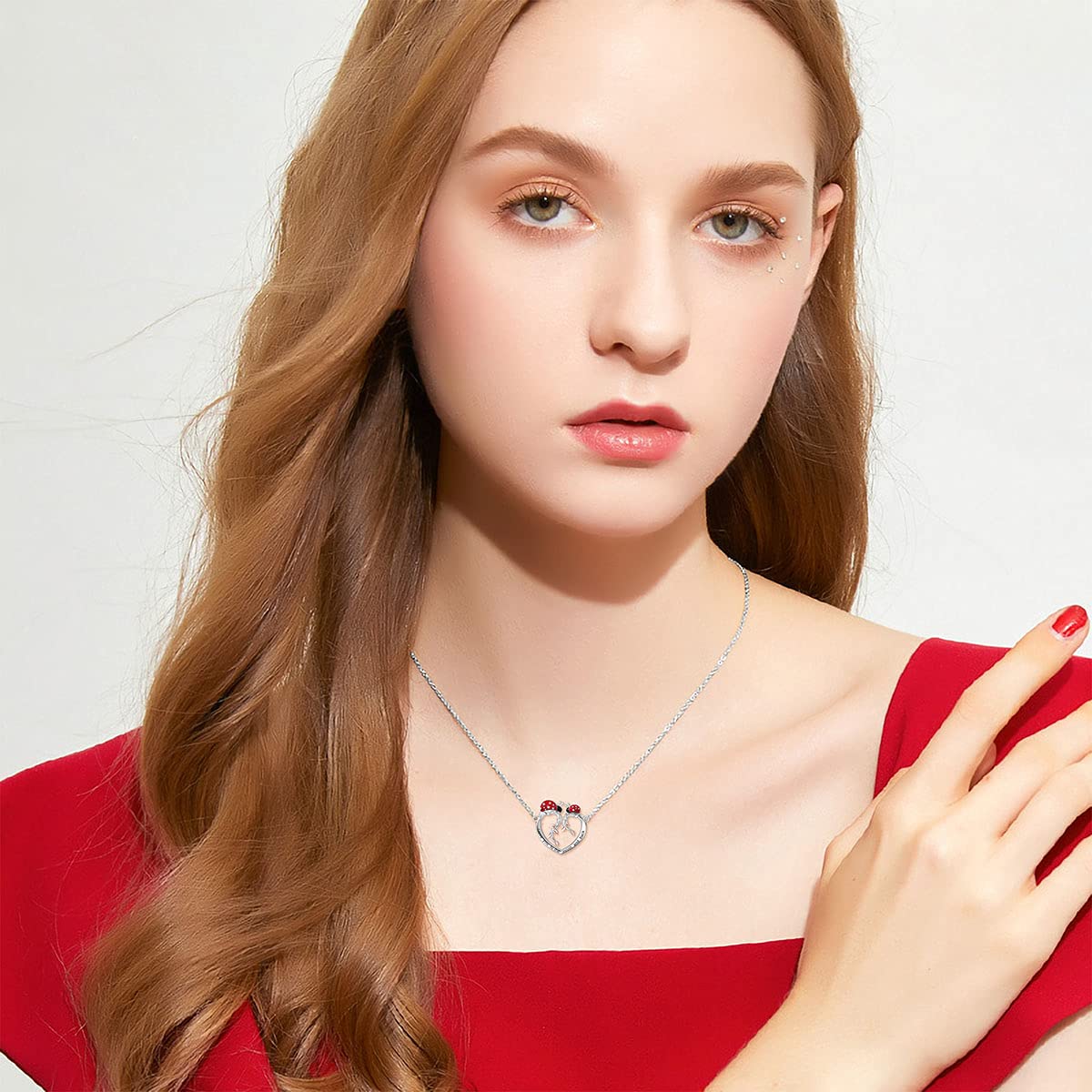PEIMKO 925 Sterling Silver Ladybug Pendant Necklace with Tree of Life & Mushroom Charm - Elegant Women's Jewelry, Perfect Birthday Gift for Girls - Ideal for Everyday Wear, Special Occasions & Nature Lovers