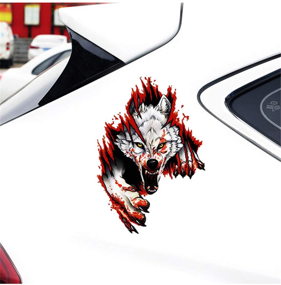 3D Angry Wolf Head Car Stickers - Creative Funny PVC Decals for Cars, Trucks, Laptops | Universal Automotive Accessories for Personalization & Style Enhancement