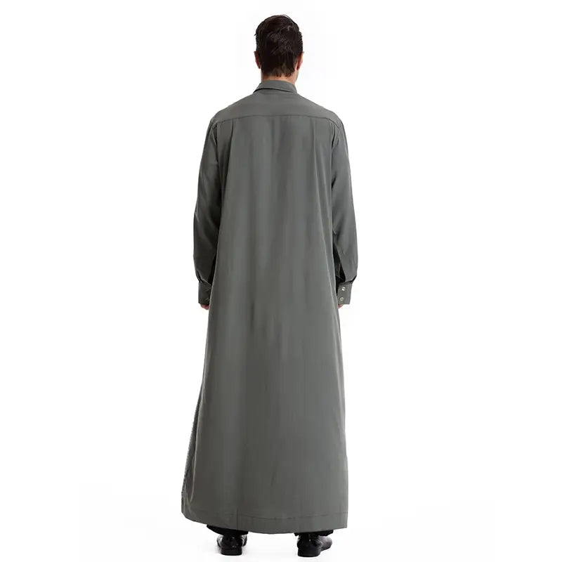 Premium Middle Eastern Arab Men's Thobe - Stand Collar Thawb Caftan for Eid, Weddings & Special Occasions | Comfortable & Stylish Islamic Robe