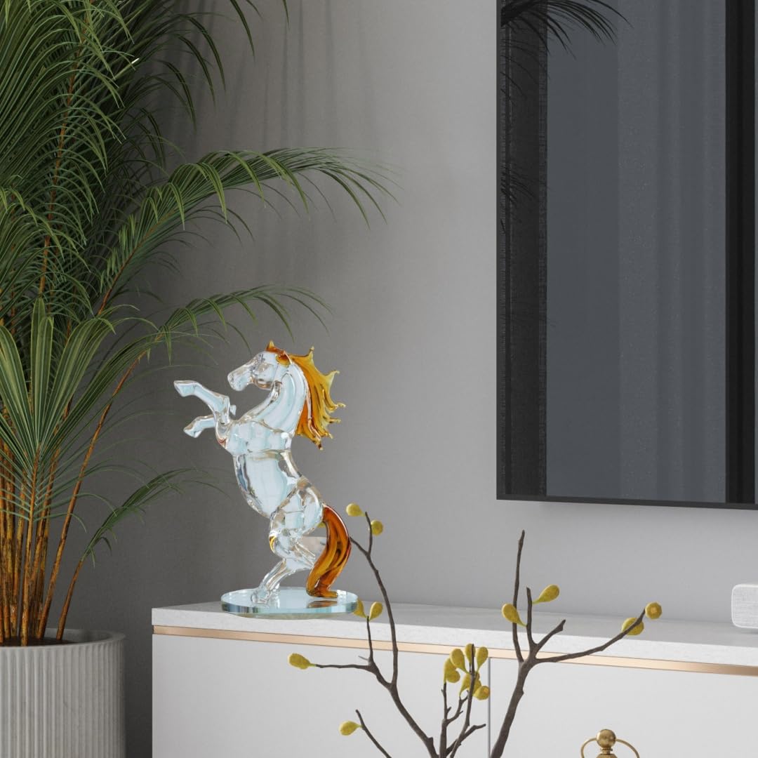 Premium Crystal Glass Horse Figurine Collection - Elegant Animal Paperweight, Home & Office Desk Decor, Unique Gift for Kids Birthday, Wedding, Housewarming (Perfect for Home Decor, Office Desk, Gift Giving)