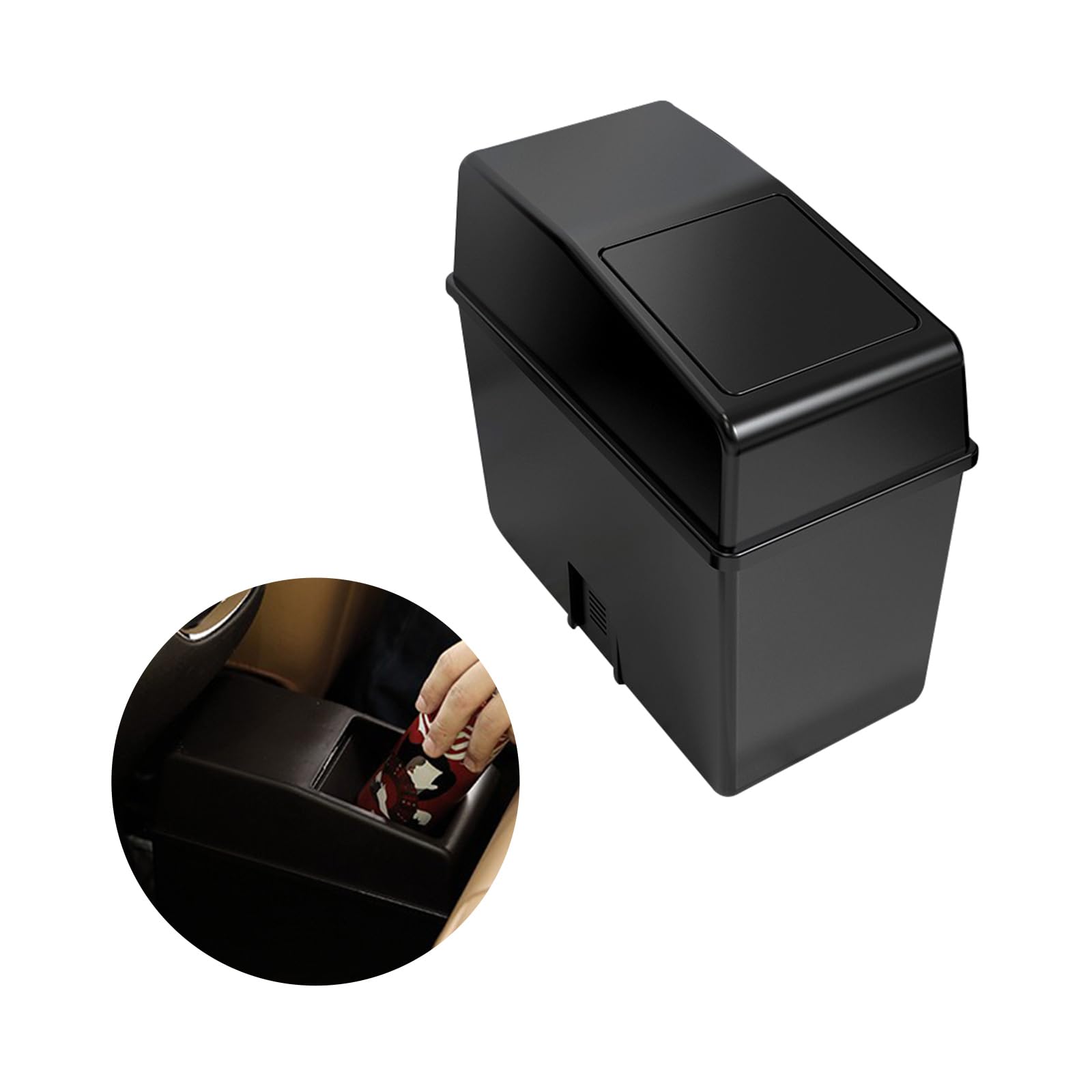 1 Pcs Black Car Trash Can with Lid - Universal Portable Car Trash Bin for Cars, SUVs, Offices - Ideal for Road Trips, Commuting, and Home Use