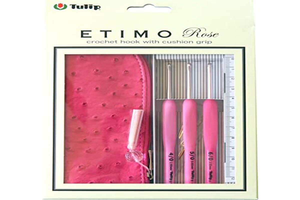 Tulip Etimo Rose Crochet Hook Set - 5 Sizes Ergonomic Crochet Hooks for Knitting, Crocheting, and Crafting - Perfect for Yarn Projects, Amigurumi, and DIY Handmade Gifts