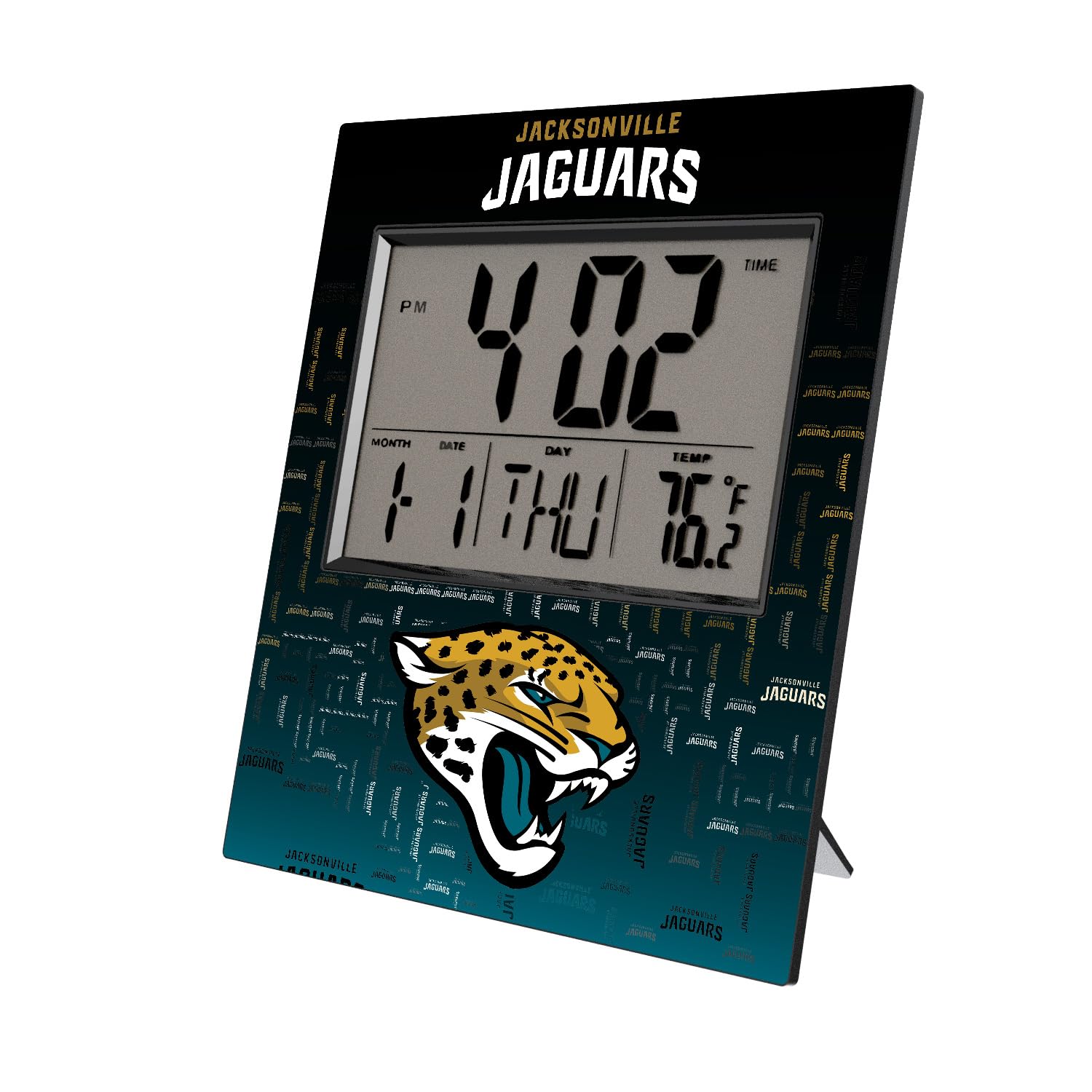 Jacksonville Jaguars NFL Team Logo Digital Alarm Clock with LED Display - Perfect for Office Desk, Home Decor, and Football Fan Gifts