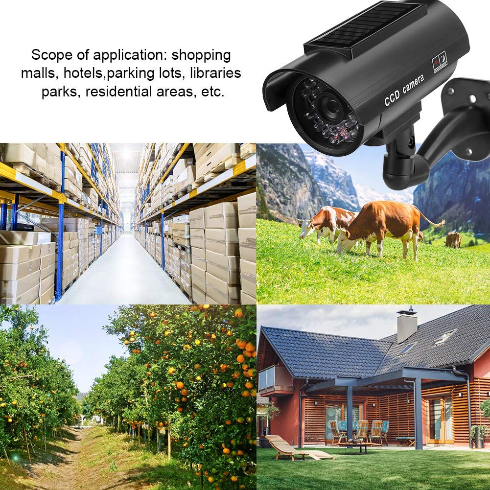 Solar Powered Waterproof Fake Security Camera with Flashing LED - Outdoor Dummy Surveillance Camera for Home, Office & Business Theft Deterrence | Perfect for Front Door, Backyard, Garage & Property Protection