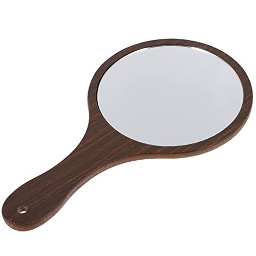 OSALADI Travel Cosmetic Mirror with Wooden Handle - Portable Makeup Mirror for Women, Folding Vanity Mirror with LED Light - Perfect for Home, Travel, and Professional Makeup Artists