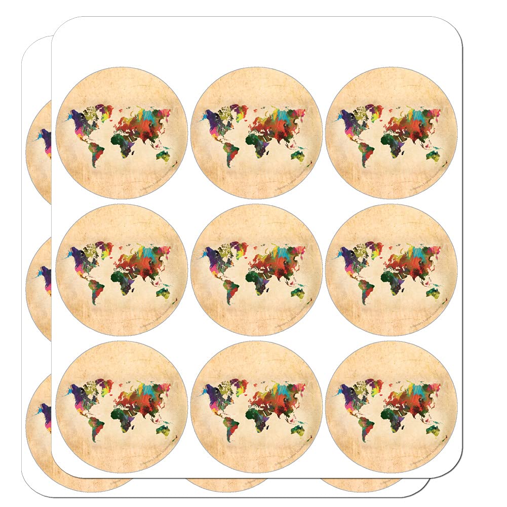 Colorful Rainbow World Map Stickers for Earth Globe, Planner, Calendar & Scrapbooking - Perfect for DIY Crafts, Journaling, and School Projects