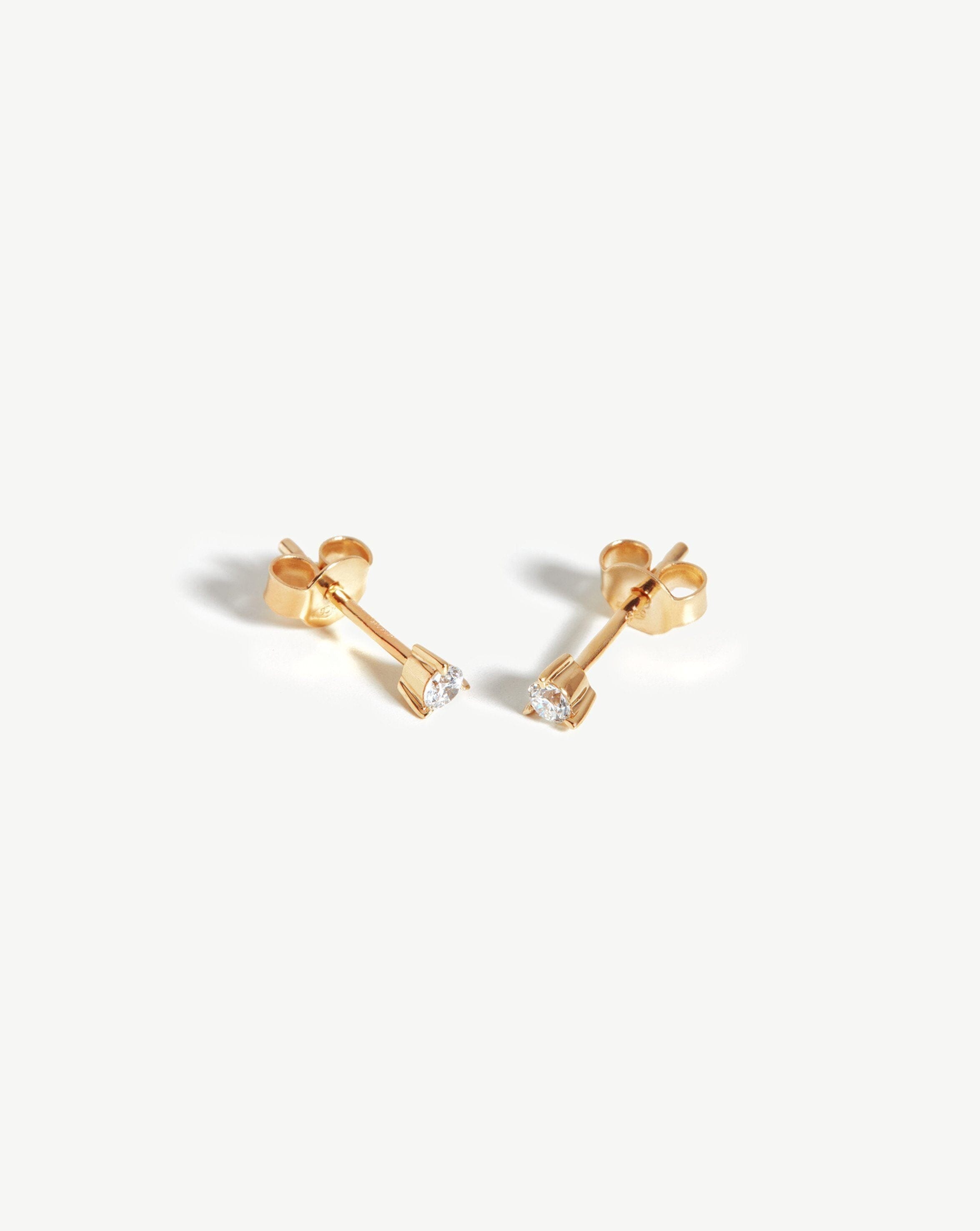14K Solid Gold Small Solitaire Diamond Stud Earrings for Women - Perfect for Everyday Wear, Gift Giving & Special Occasions