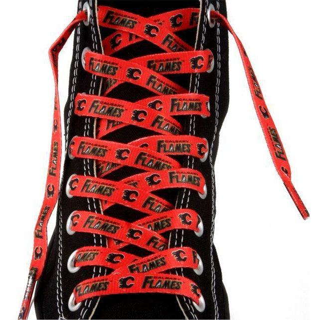 **NHL Calgary Flames Shoelaces - 1 Pair Pack | Premium Hockey Lace-Ups for Skates & Sneakers | Durable & Stylish for Sports & Casual Wear**