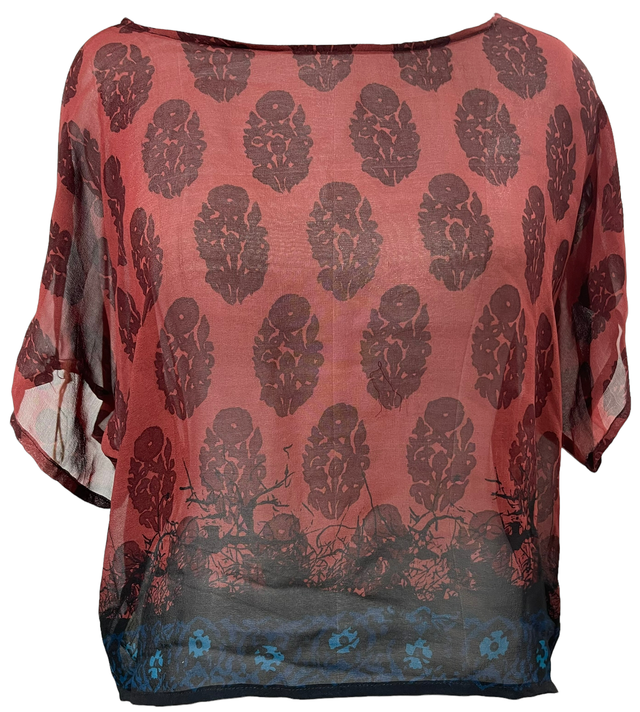 PRG1213 Marge Dursley Sheer Avatar Pure Silk Boxy Top - Elegant Women's Blouse for Casual Wear, Office & Evening Outfits