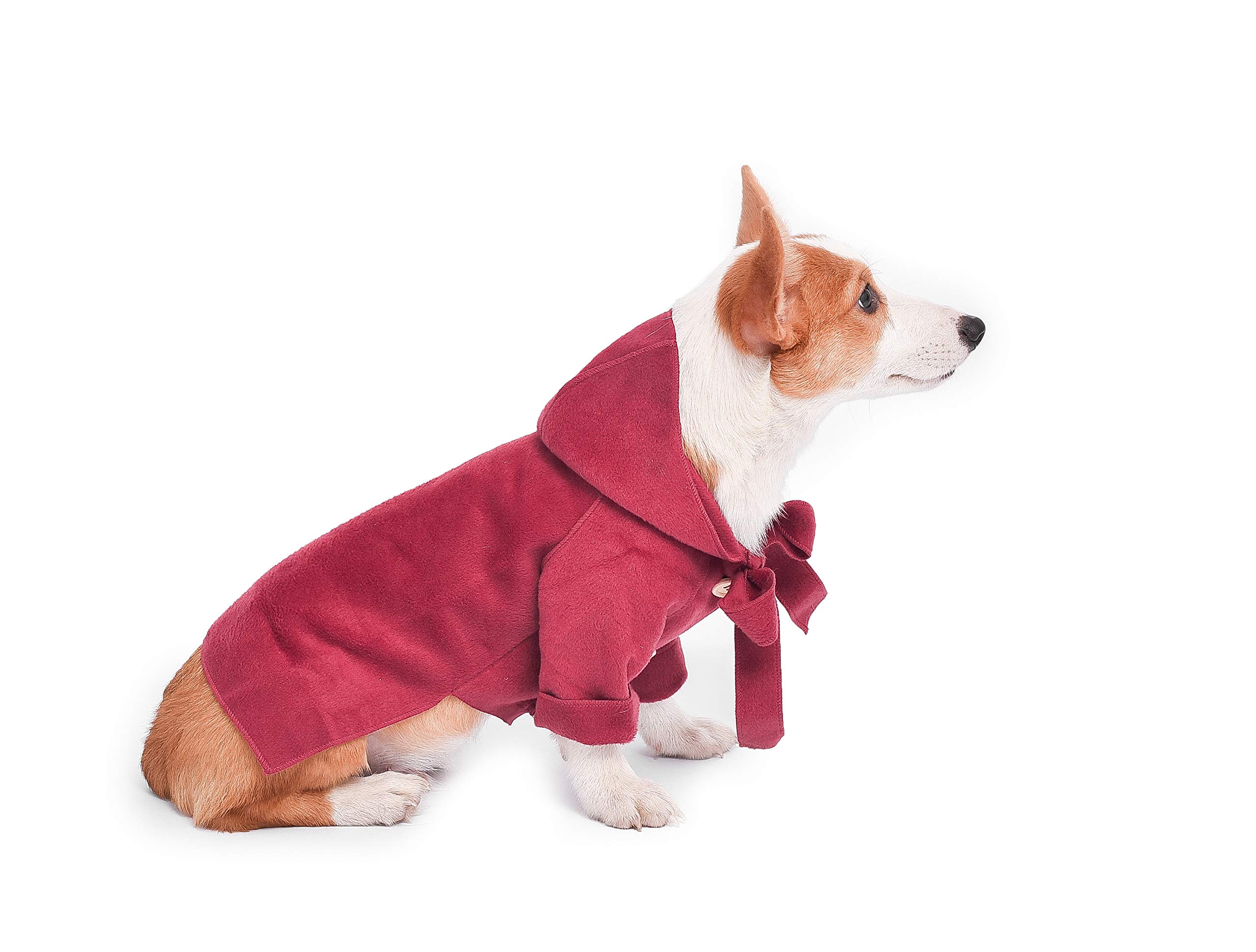 Warm Winter Dog Jacket with Hood - Cozy Fleece Snowsuit & Windbreaker for Small to Medium Dogs - Red, Large - Perfect for Cold Weather Walks & Outdoor Adventures