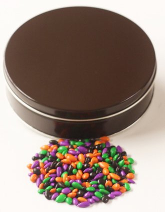 Scott's Cakes Halloween Mix Chocolate Covered Sunflower Seeds - Mini Solid Brown Tin - Perfect for Trick-or-Treating, Party Favors & Holiday Gifts