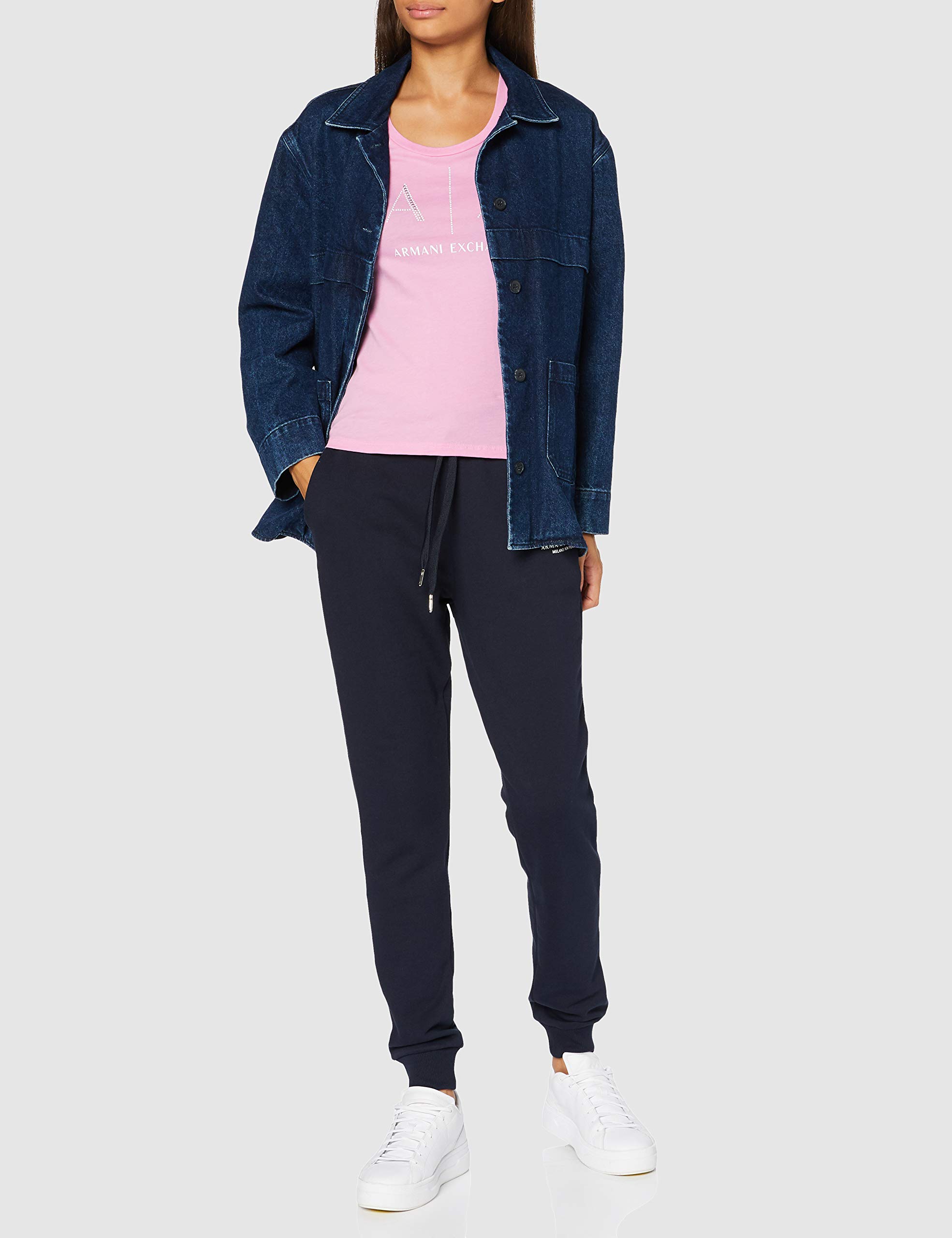 Armani Exchange Women's Mini Logo Jogger Sweatpants - Stylish Casual Lounge Pants for Workout, Yoga & Everyday Wear