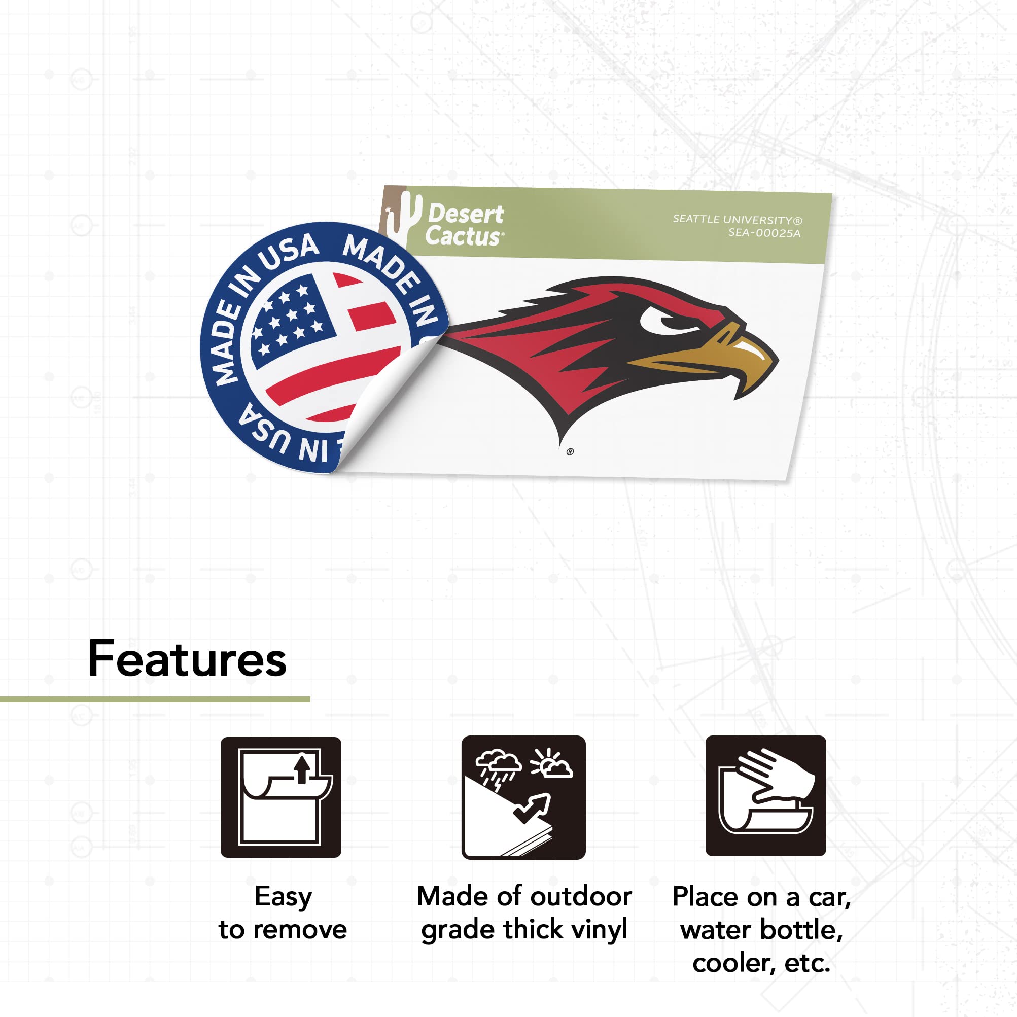 Seattle University Redhawks Desert Cactus Vinyl Decal Sticker - Waterproof Laptop, Car, Water Bottle, Scrapbook Decor - Perfect for College Dorm, School Spirit, and Fan Gifts (IND 00025A)