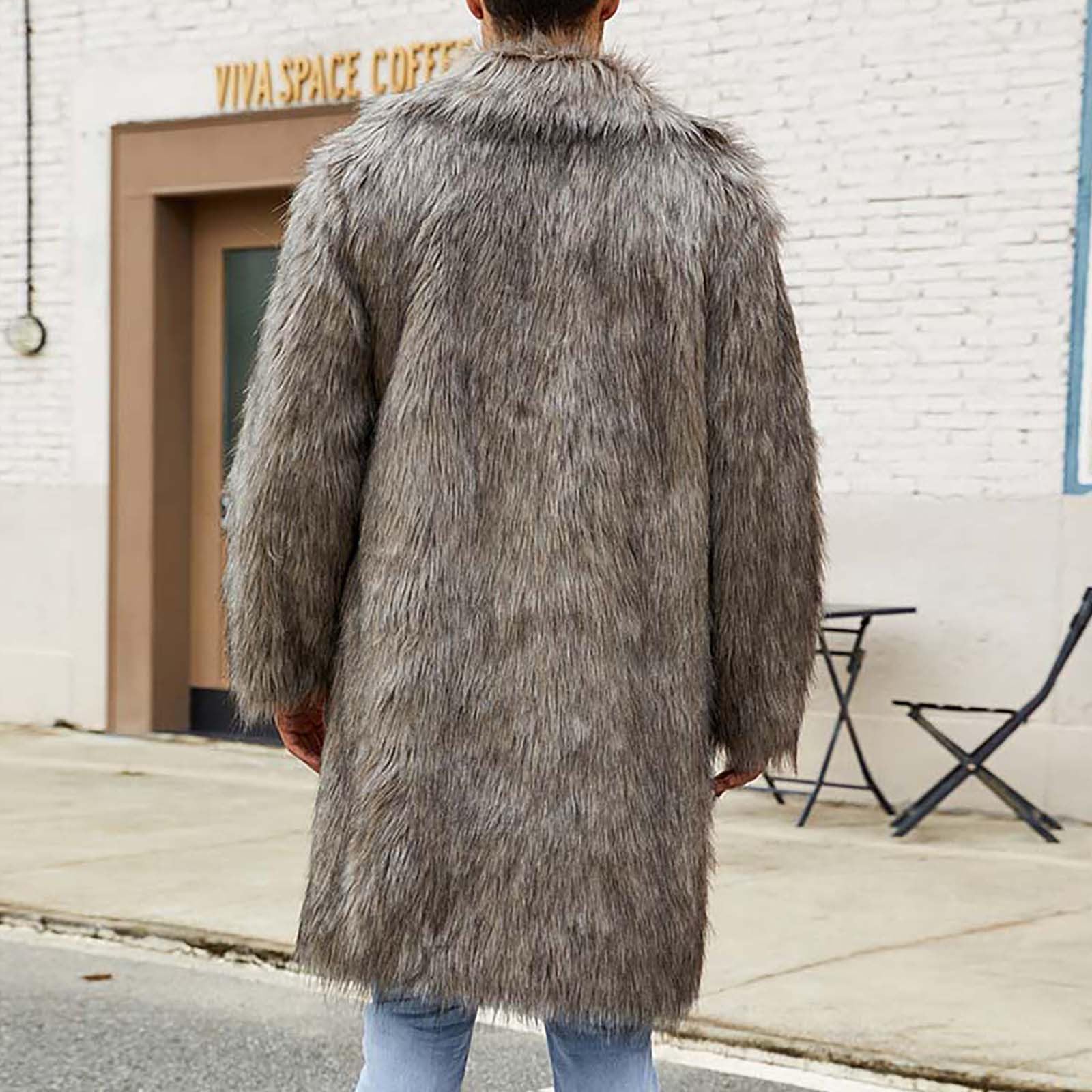 Men's Faux Fur Winter Coat Long Parka Jacket - Warm Furry Overcoat for Cold Weather | Perfect for Snowy Days, Outdoor Activities & Winter Fashion