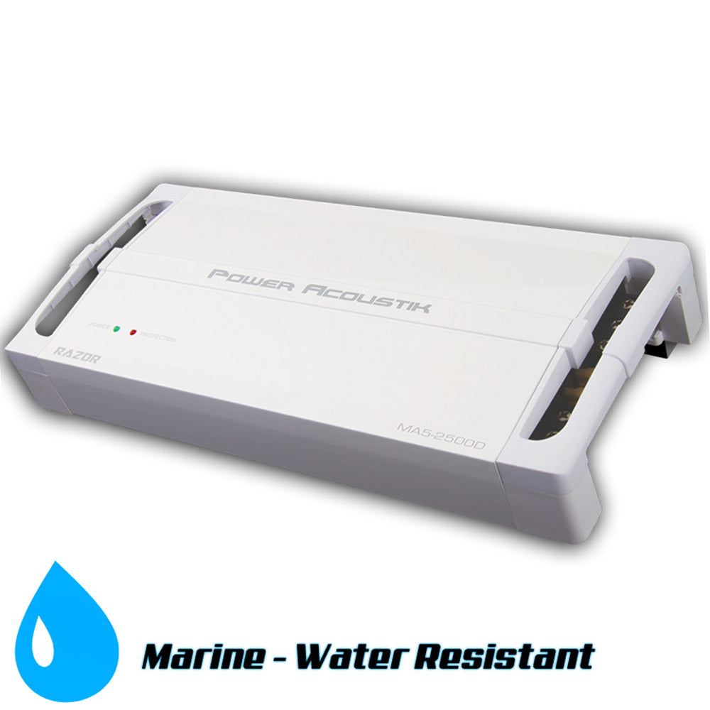 Power Acoustik MA5 2500D 2500W 5-Channel Marine Amplifier - Compact Class D Car Audio Amp for Boats, Cars & Trucks | Perfect for Marine Stereo Systems & Vehicle Audio Upgrades