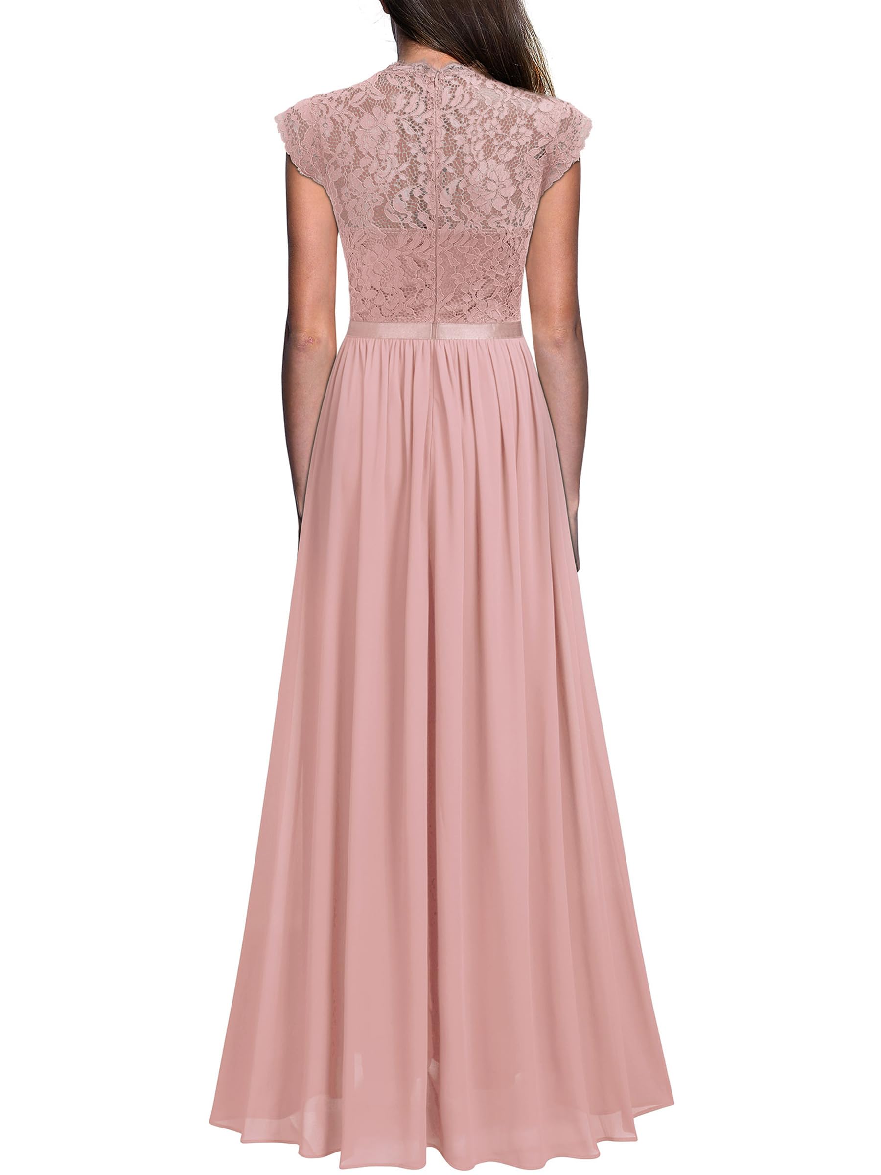 Elegant Miusol Women's Floral Lace Maxi Dress for Evening Party, Wedding, Prom & Special Occasions | Formal Long Gown with Floral Embroidery