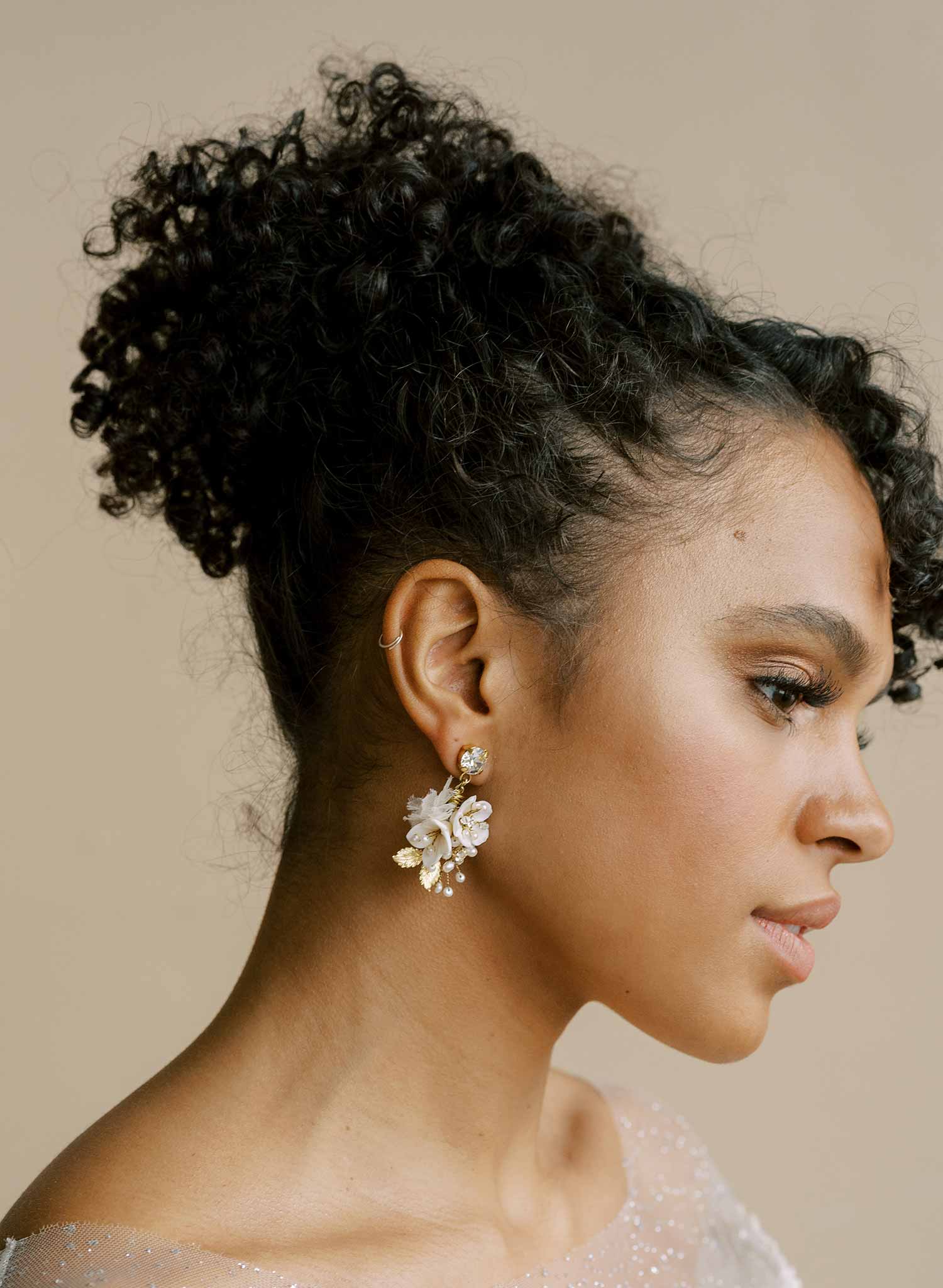 Elegant Petite Floral Crystal Bridal Earrings - Style #2100 | Perfect for Weddings, Prom & Formal Events
