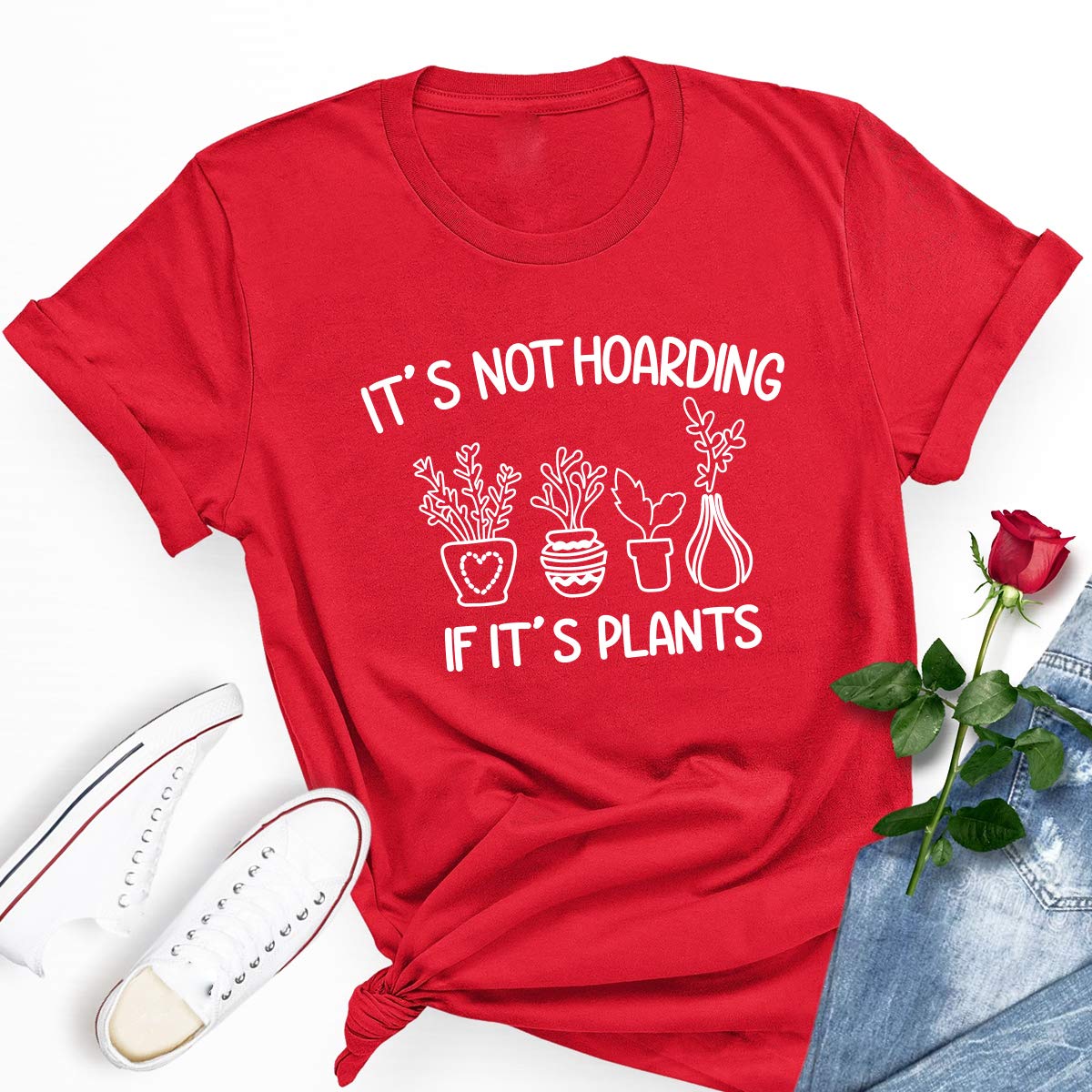 Funny Gardener T-Shirt - 'It's Not Hoarding If It's Plants' Slogan Tee | Cute Gardening Shirt for Plant Lovers | Perfect Gift for Garden Enthusiasts | Wear to Plant Nurseries, Gardening Events & Outdoor Activities