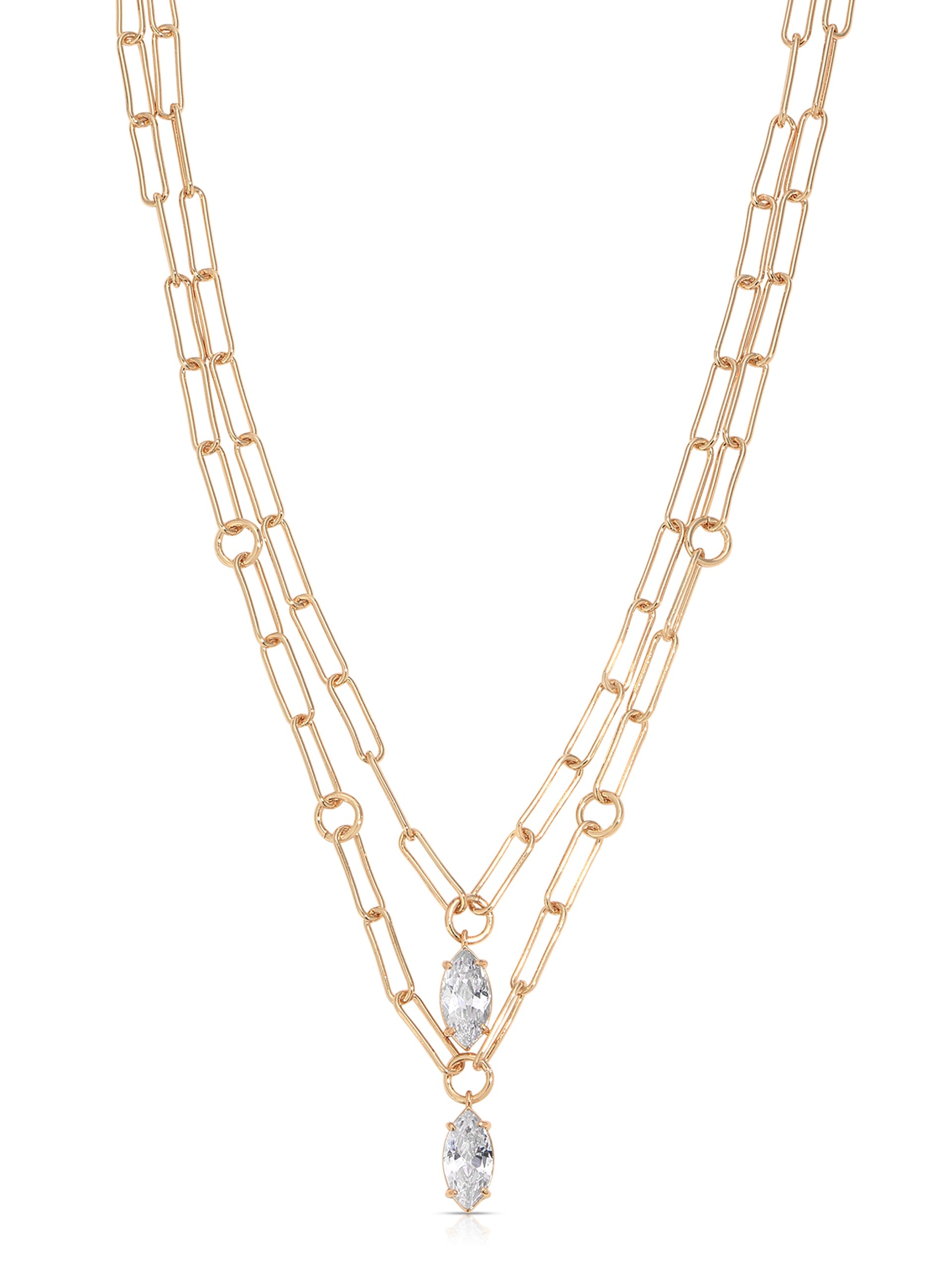 Elegant Double Layered Crystal Pendant Necklace for Women - Perfect for Weddings, Parties & Everyday Wear