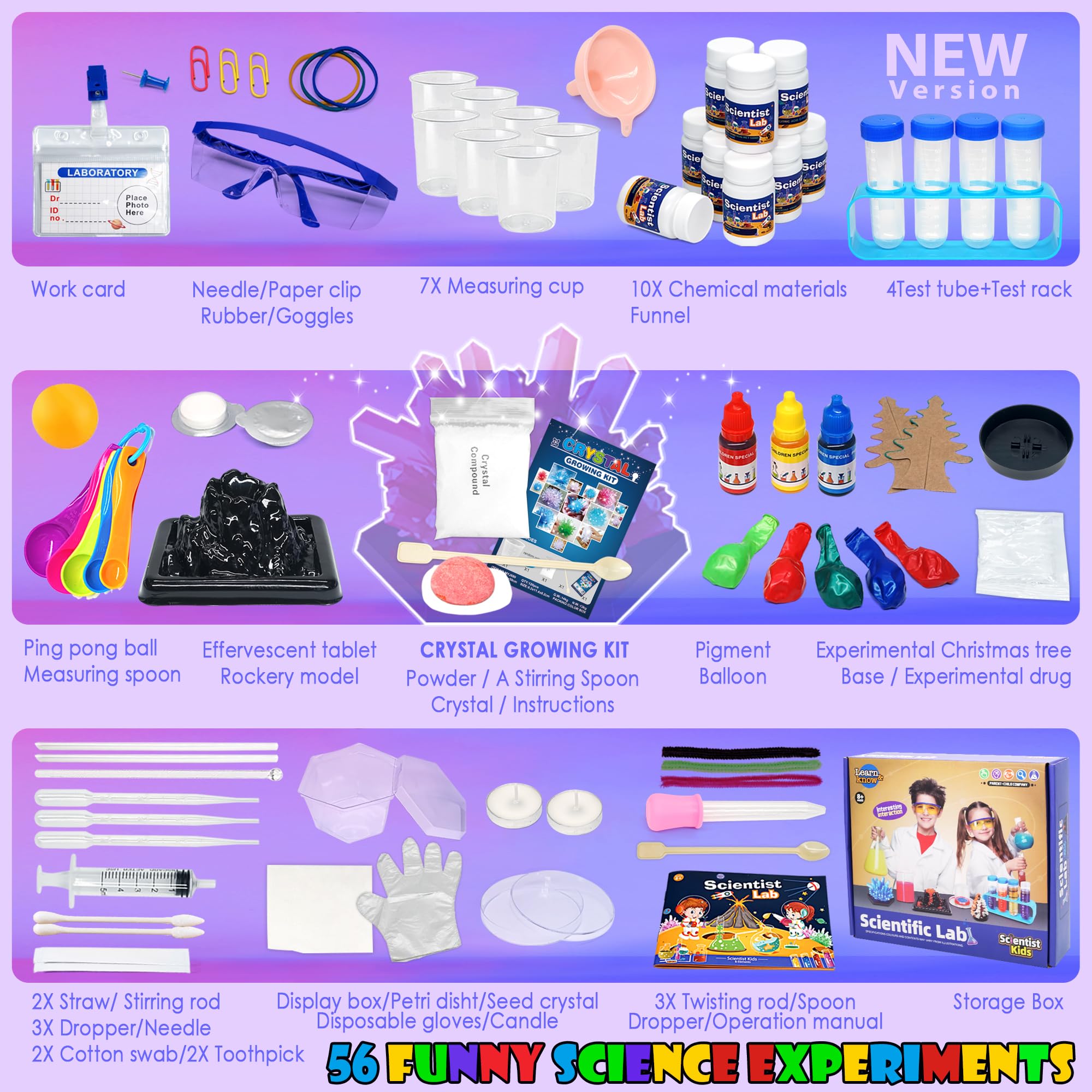 STEM Science Kits for Kids Ages 8-14 - 56 Fun Lab Experiments with Volcano & Crystal Growing Projects | Educational Chemistry Set for Boys & Girls | Perfect for Homeschooling, Classroom & Birthday Gifts