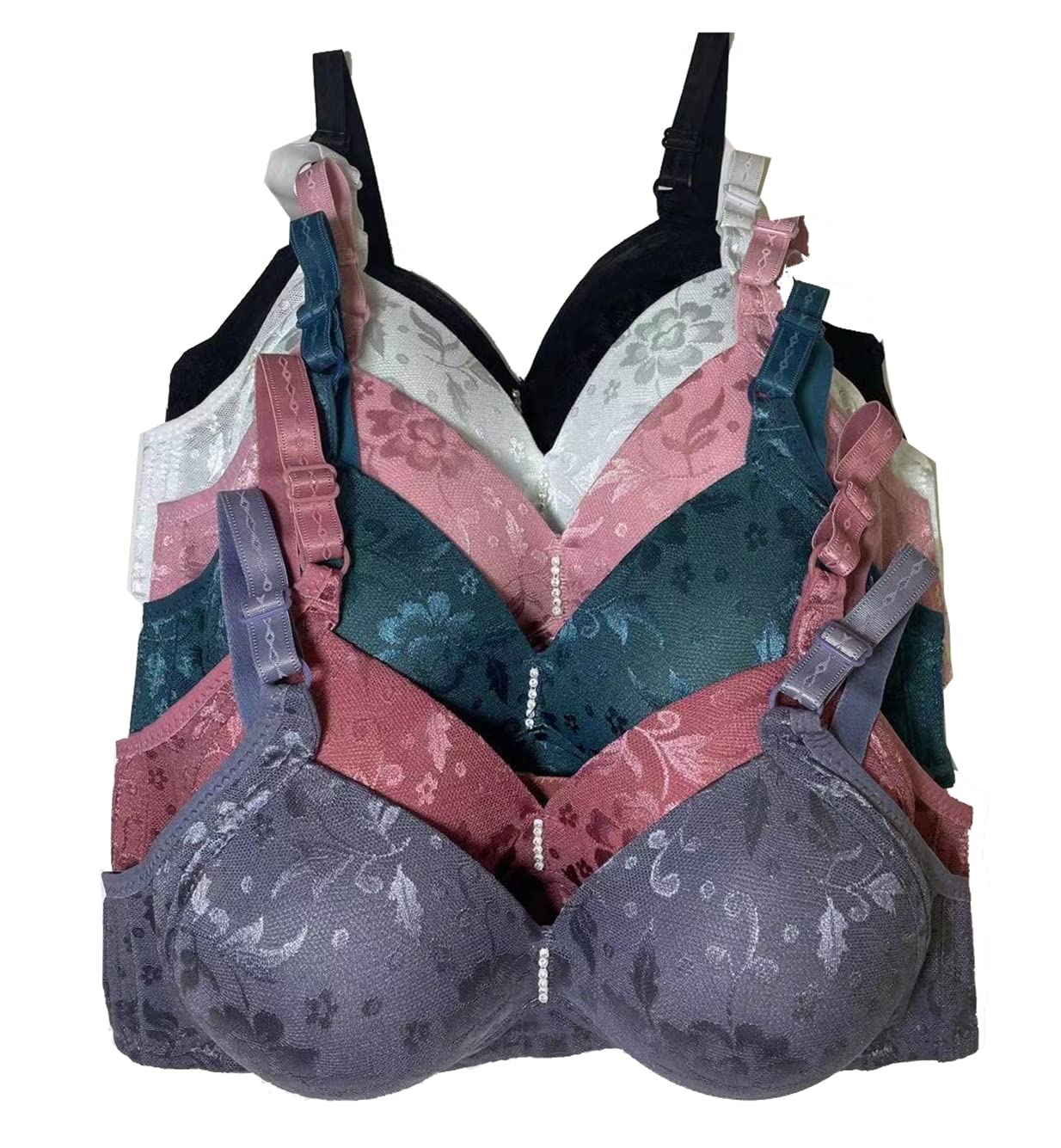 Iheyi 6-Pack Wireless Bras for Women - Full Cup, Padded, Wire-Free Comfort Bra - Sizes A/B/C/D - Perfect for Everyday Wear, Yoga & Sleeping