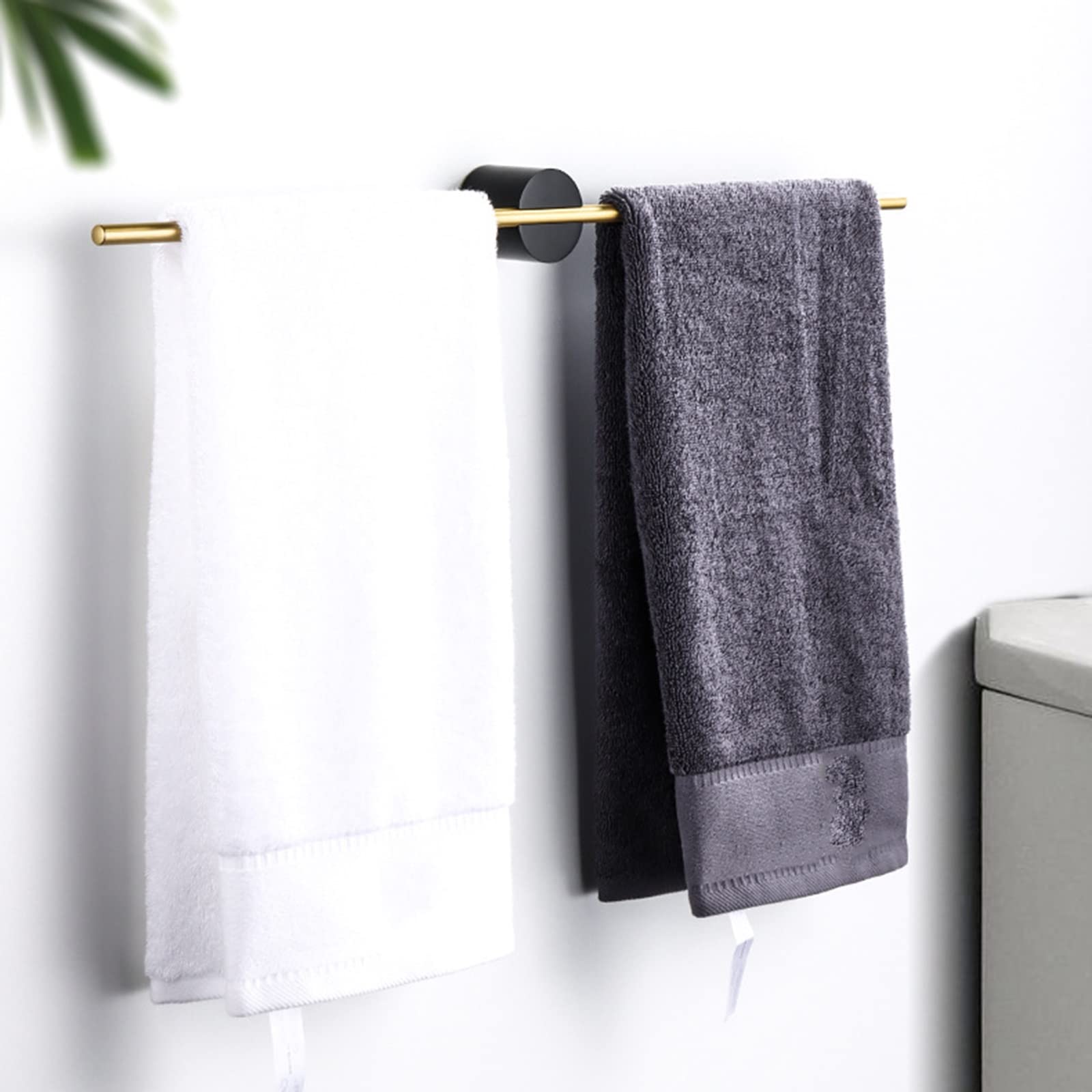 Luxury Brushed Gold Adjustable Single Towel Bar - Nordic Minimalist Bathroom Towel Rack - Wall Mounted (Black Seat & Gold Pole, 60cm) - Perfect for Modern Bathrooms, Guest Rooms & Spa Retreats