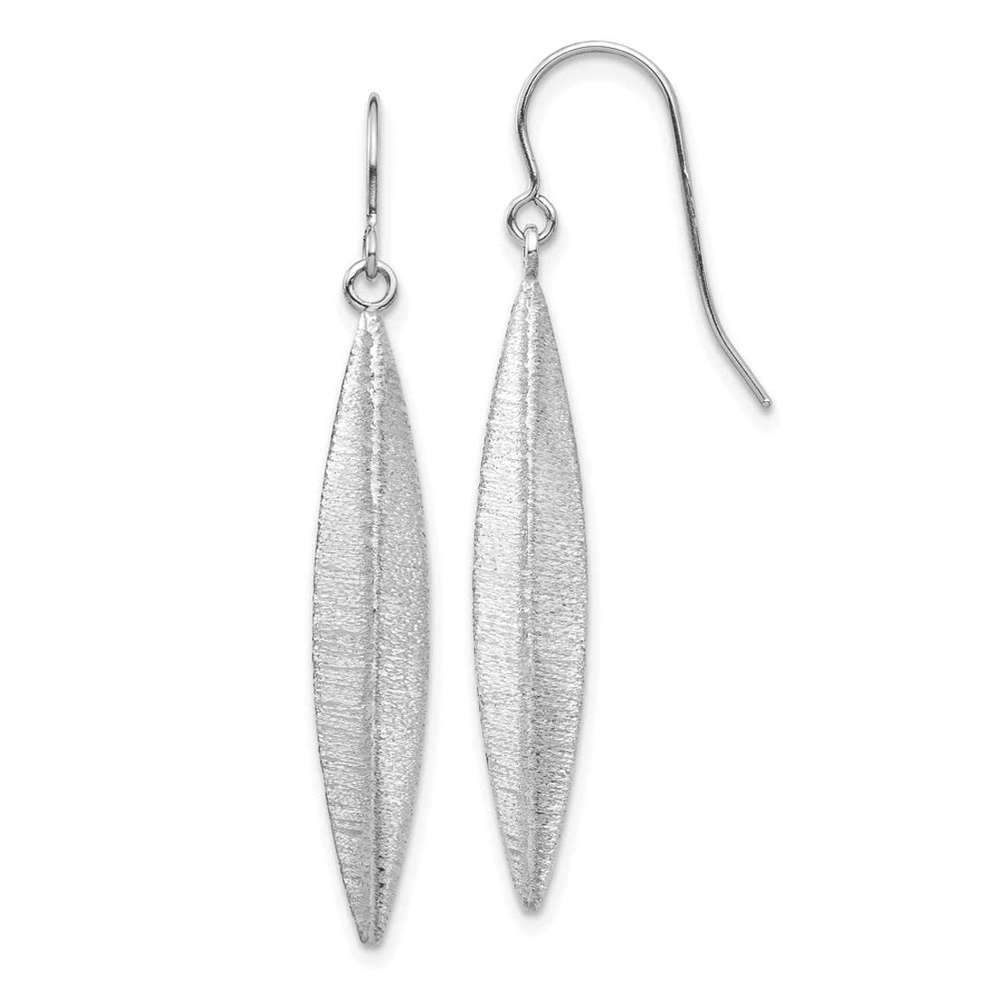 14K White Gold Brushed Dangle Earrings for Women - Elegant Drop Earrings for Weddings, Parties & Special Occasions