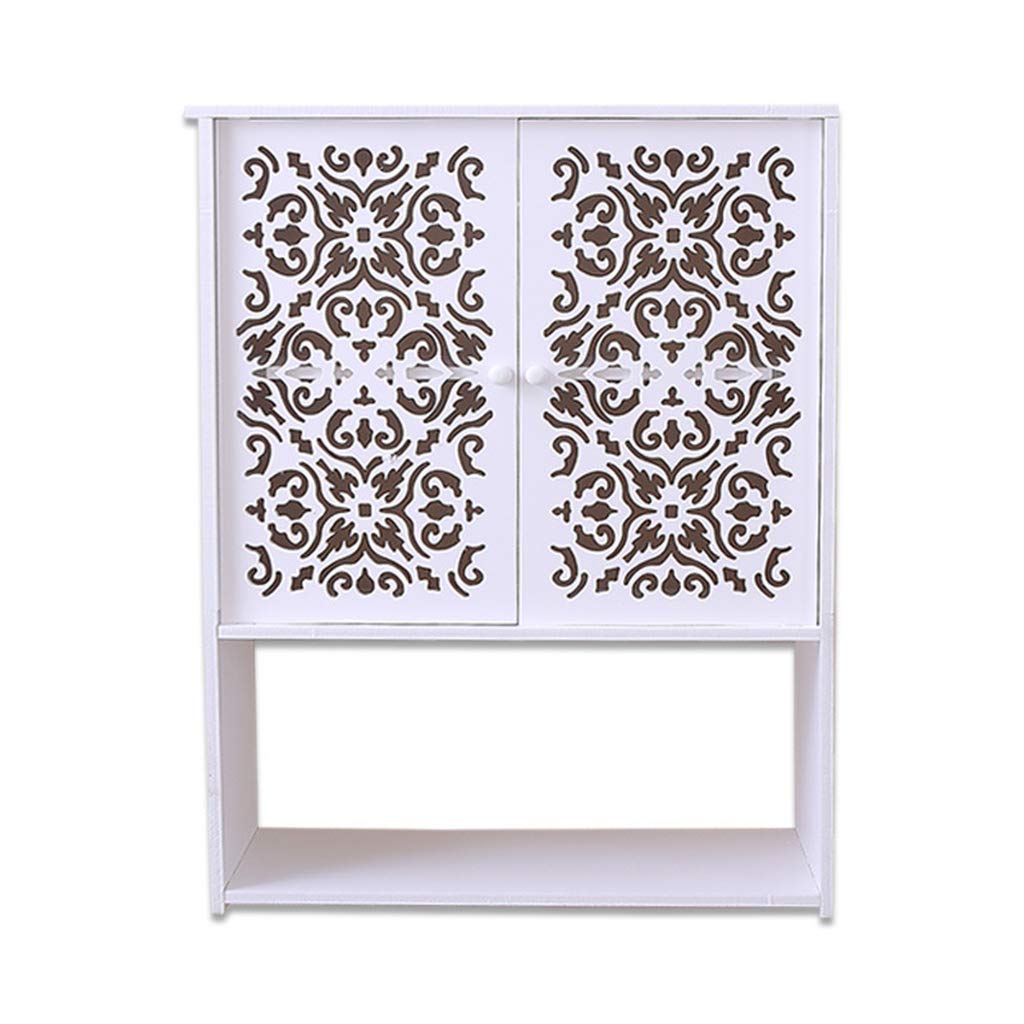 Waterproof Floating Shelves Wall Mounted - Bathroom, Kitchen & Living Room Storage Cabinet with Carved Design | Perfect for Makeup Organizer, Spice Rack & Home Decor