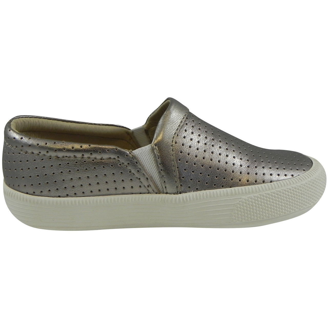 Old Soles 1030 Kids' Silver Sporty Leather Loafers - Breathable Sneakers for Boys & Girls - Perfect for School, Play & Everyday Comfort