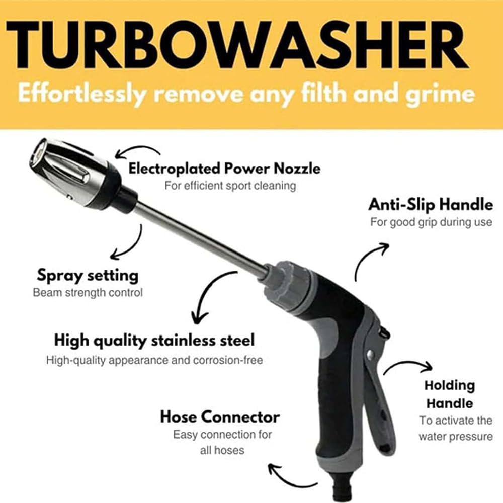 **Turbowasher 2-in-1 High Pressure Washer Gun – 3000 PSI Garden Hose Nozzle for 1/2