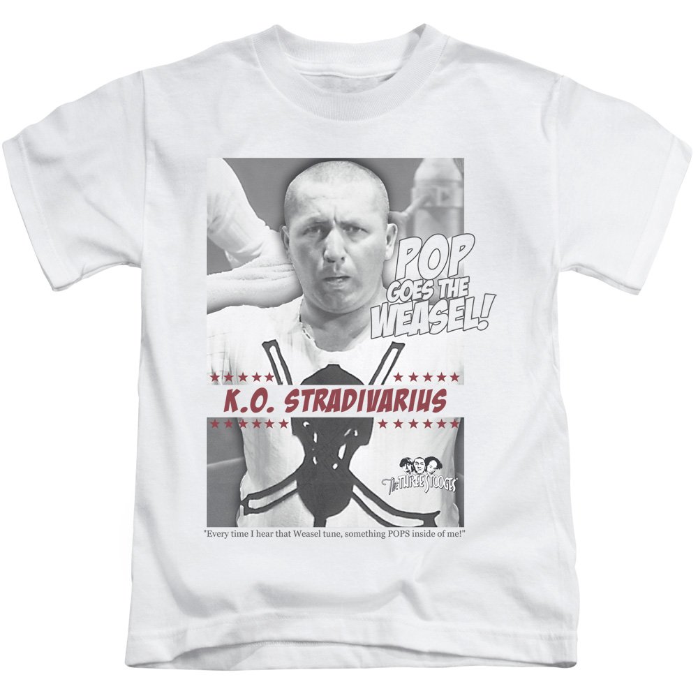 Three Stooges Pop Goes The Weasel Graphic T-Shirt for Men - Funny Vintage White Cotton Tee - Perfect for Comedy Fans & Casual Wear