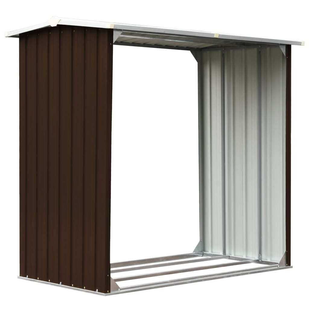 Galvanized Steel Firewood Storage Shed - Outdoor/Indoor Garden Log Organizer (67.7