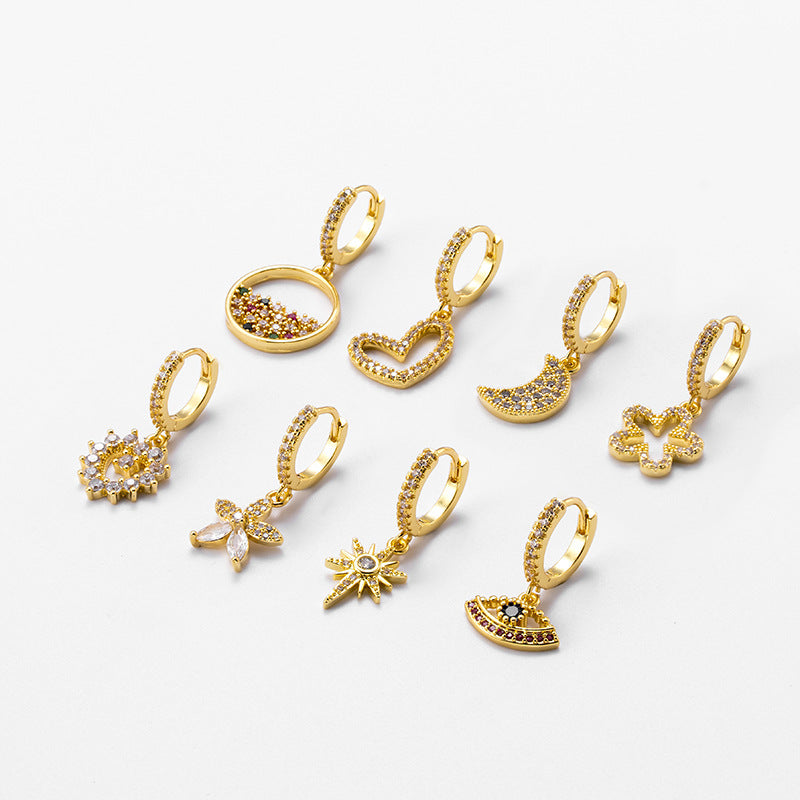 18K Gold Cartilage Huggie Earrings with Flower Dangle - Elegant Hoop Earrings for Women | Perfect for Everyday Wear, Parties & Special Occasions