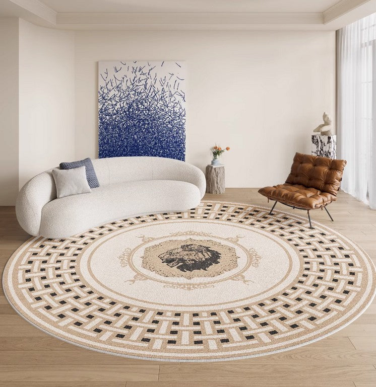 Modern Round Rugs for Bedroom & Living Room - Contemporary Circular Area Rugs Under Dining Table - Soft Non-Slip Boho Chic Decor for Home, Office, Nursery & Dorm
