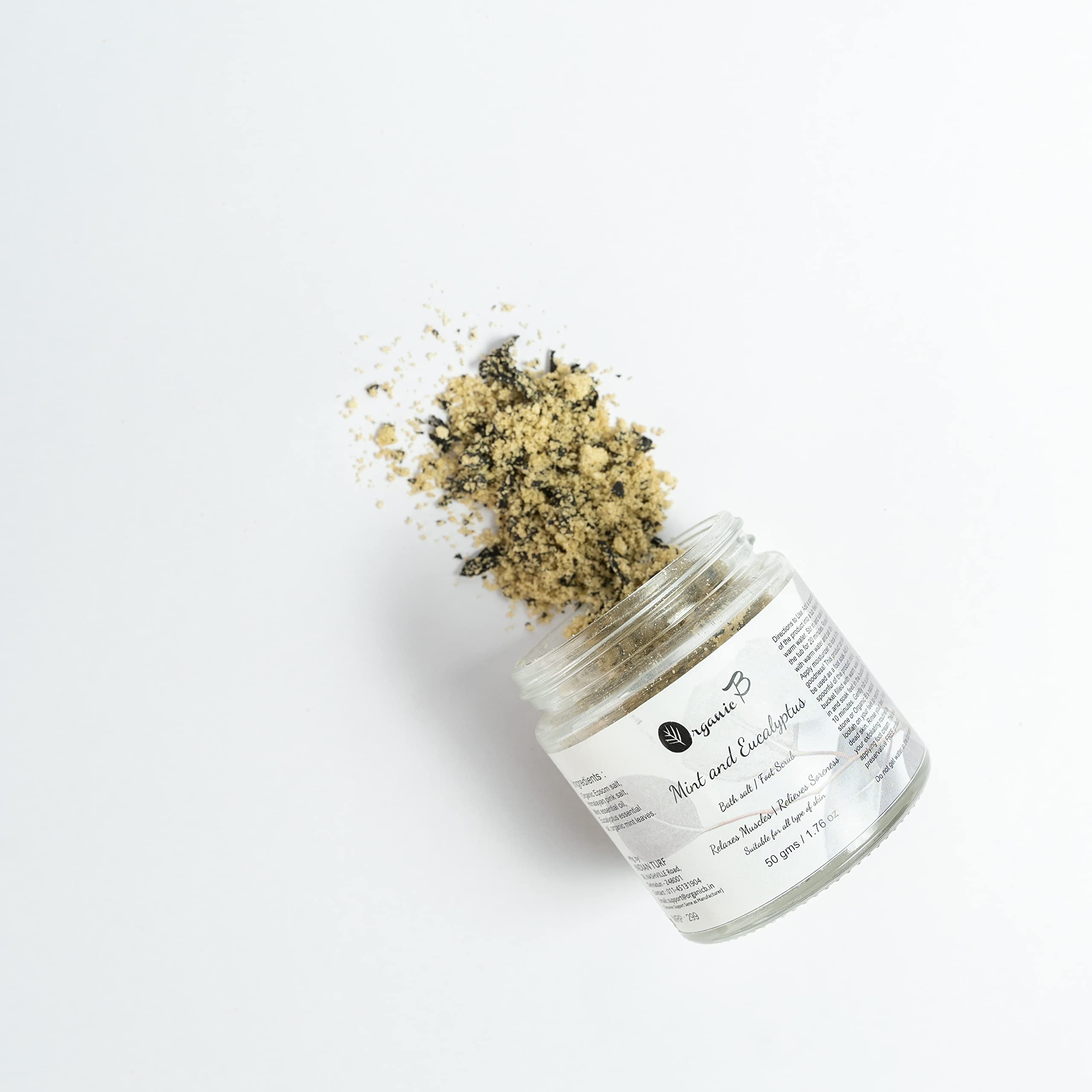 Organic Peppermint & Eucalyptus Bath Salts 50g - Natural Mineral Rich Body & Foot Spa Treatment with Cooling Properties | Epsom Salt & Himalayan Pink Salt Blend | Perfect for Relaxation, Muscle Relief & Aromatherapy at Home