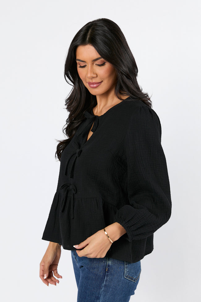 Elegant Black Bow Detail Blouse for Women | Chic Office & Party Wear | Final Sale