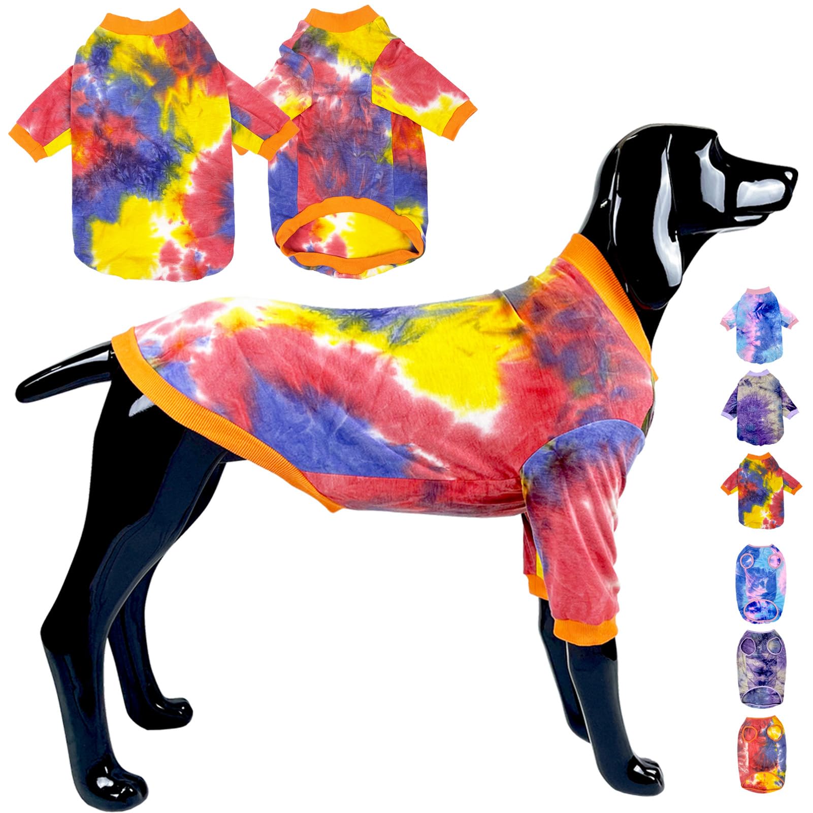 **Tie Dye Cotton Dog T-Shirt for Large Dogs (4XL, Orange) – Comfortable & Stylish Pet Shirt for Boys & Girls – Perfect for Walks, Parties & Photo Shoots**