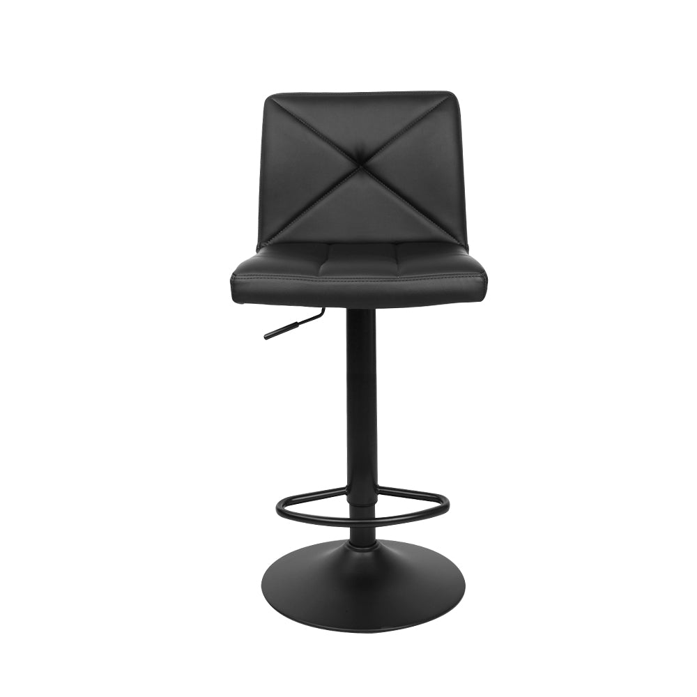 2 Pack Black Leather Bar Stools with Gas Lift - Adjustable Height Kitchen & Dining Chairs for Counter, Island, or Pub - Modern Home Decor & Seating Solution