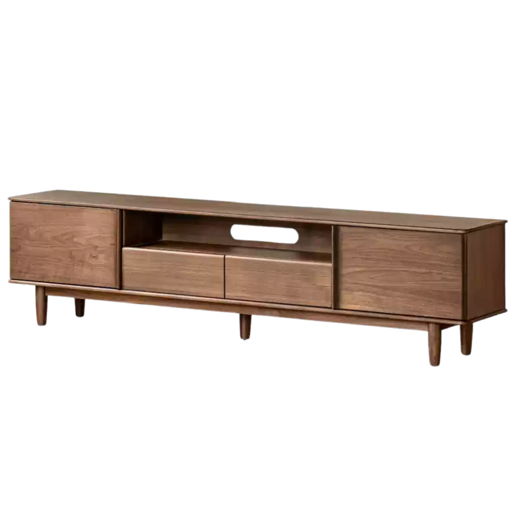 Premium Black Walnut Solid Wood TV Stand - Modern Minimalist Design Entertainment Center for Living Room, Bedroom & Home Theater