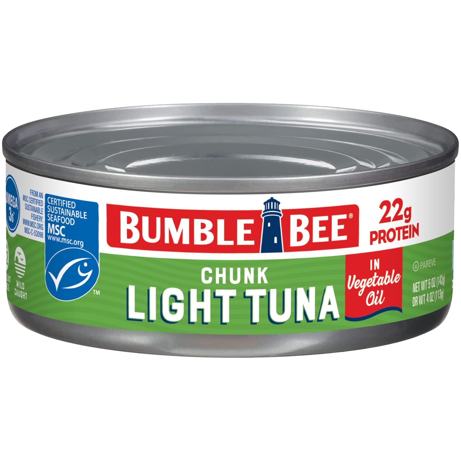 Bumble Bee Chunk Light Tuna in Oil - Wild Caught Skipjack Tuna, 5 oz Can (Pack of 12) | High Protein 22g per Serving | MSC Certified Sustainable, Non-GMO, Gluten Free, Kosher Seafood | Perfect for Salads, Sandwiches & Quick Meals