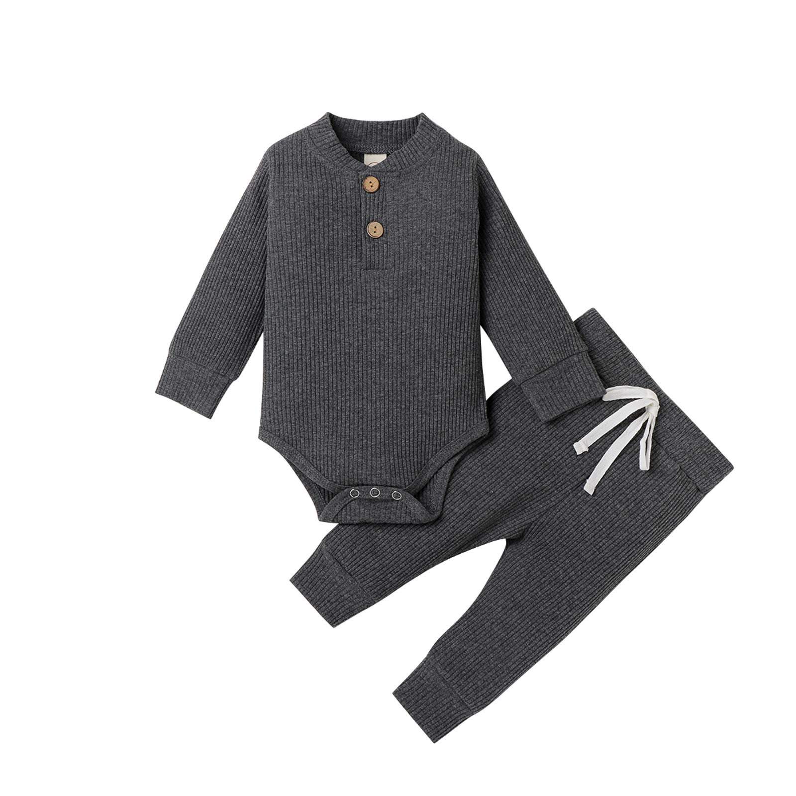 Newborn Baby Girl & Boy Fall Clothes Set - 3-24 Months Long Sleeve Knitted Cotton Romper & Pants - Cozy Winter Outfits for Infants | Perfect for Family Photos, Holiday Gatherings & Daily Wear